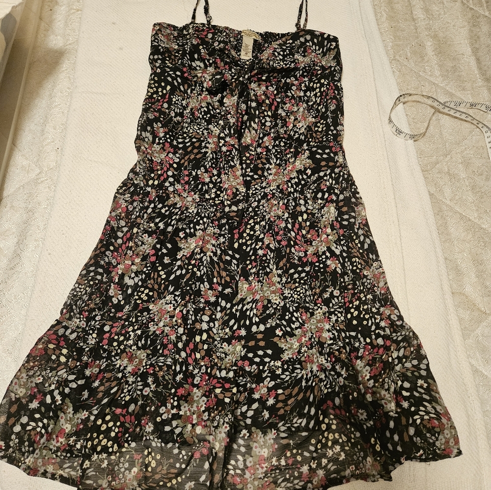American Rag sz S mini dress black floral, flirty